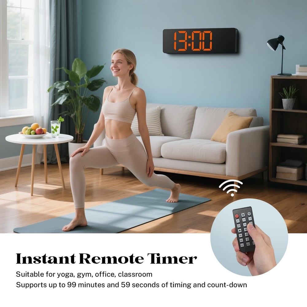 16" Large Digital Wall Clock with Remote Control, Large Display LED Clock for...
