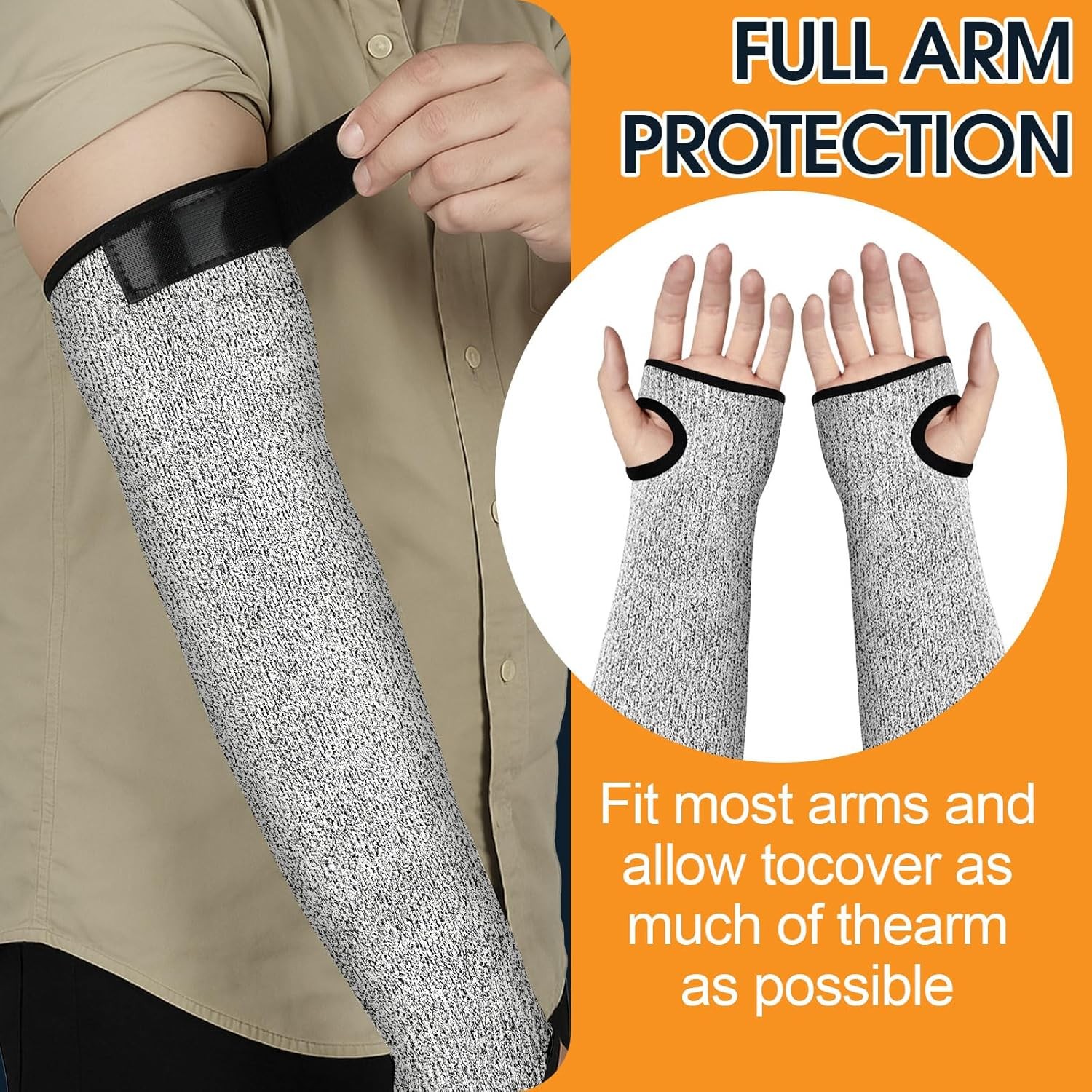 Protective Arm Sleeves 1 Pair, Cut Resistant for Thin Skin, Welding or Gardening