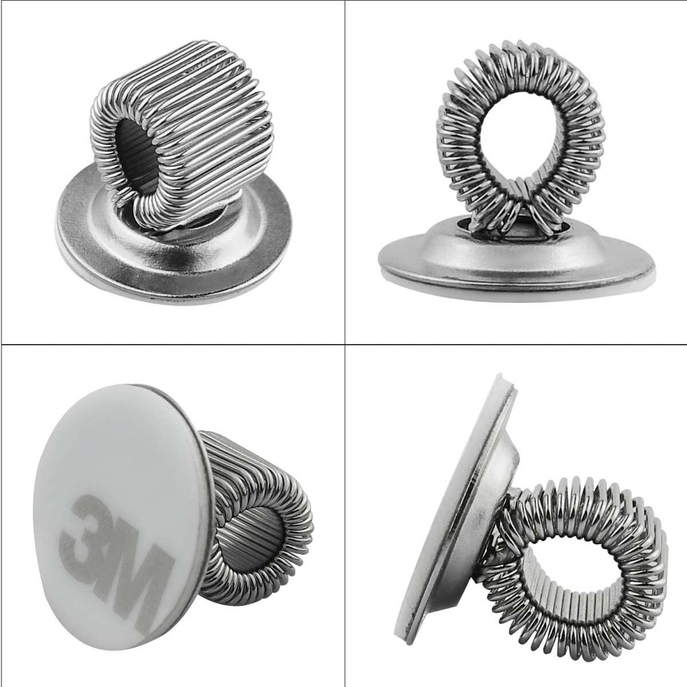 8 Pcs Stainless Steel Self Adhesive Pen Holder Clips w/ Adjustable Spring Loop