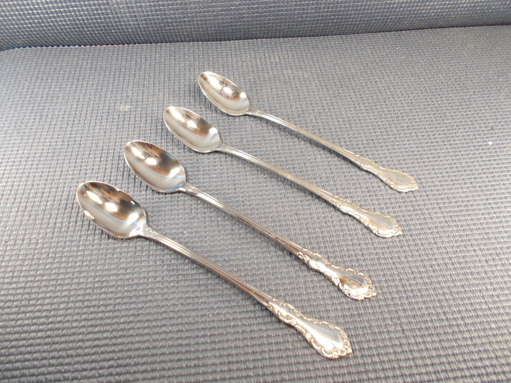 Oneida Stainless Flatware Mansion Hall Pattern 4 Iced Teaspoons 7 5/8"