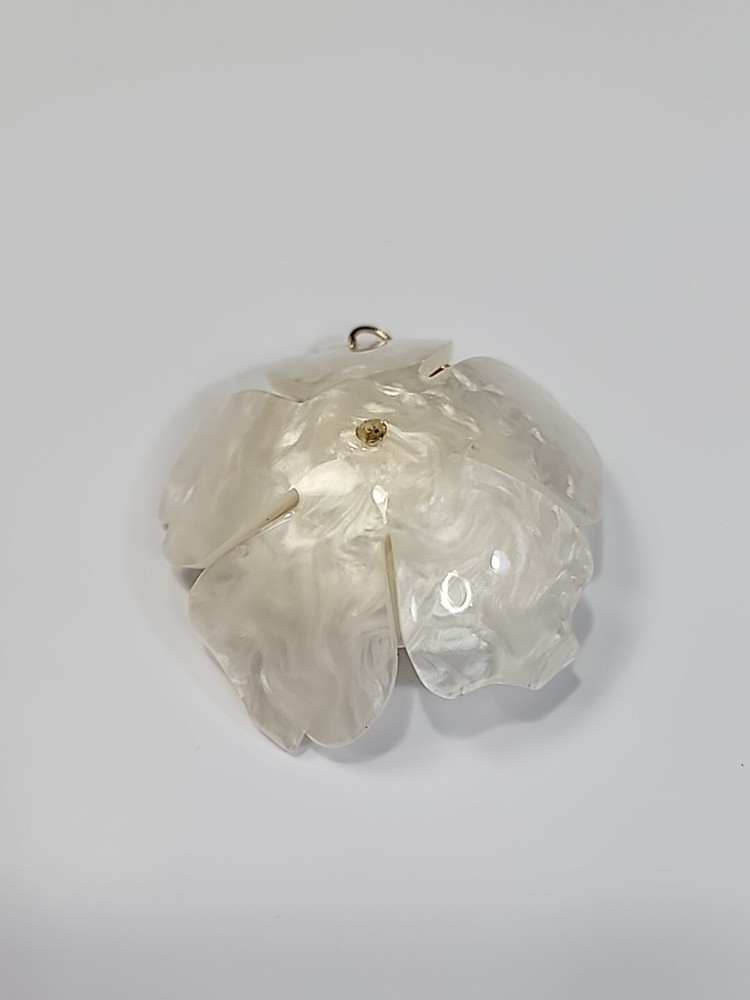 Flower Pendant White Pearlized Outer Petals Multi-Color HARD PLASTIC
