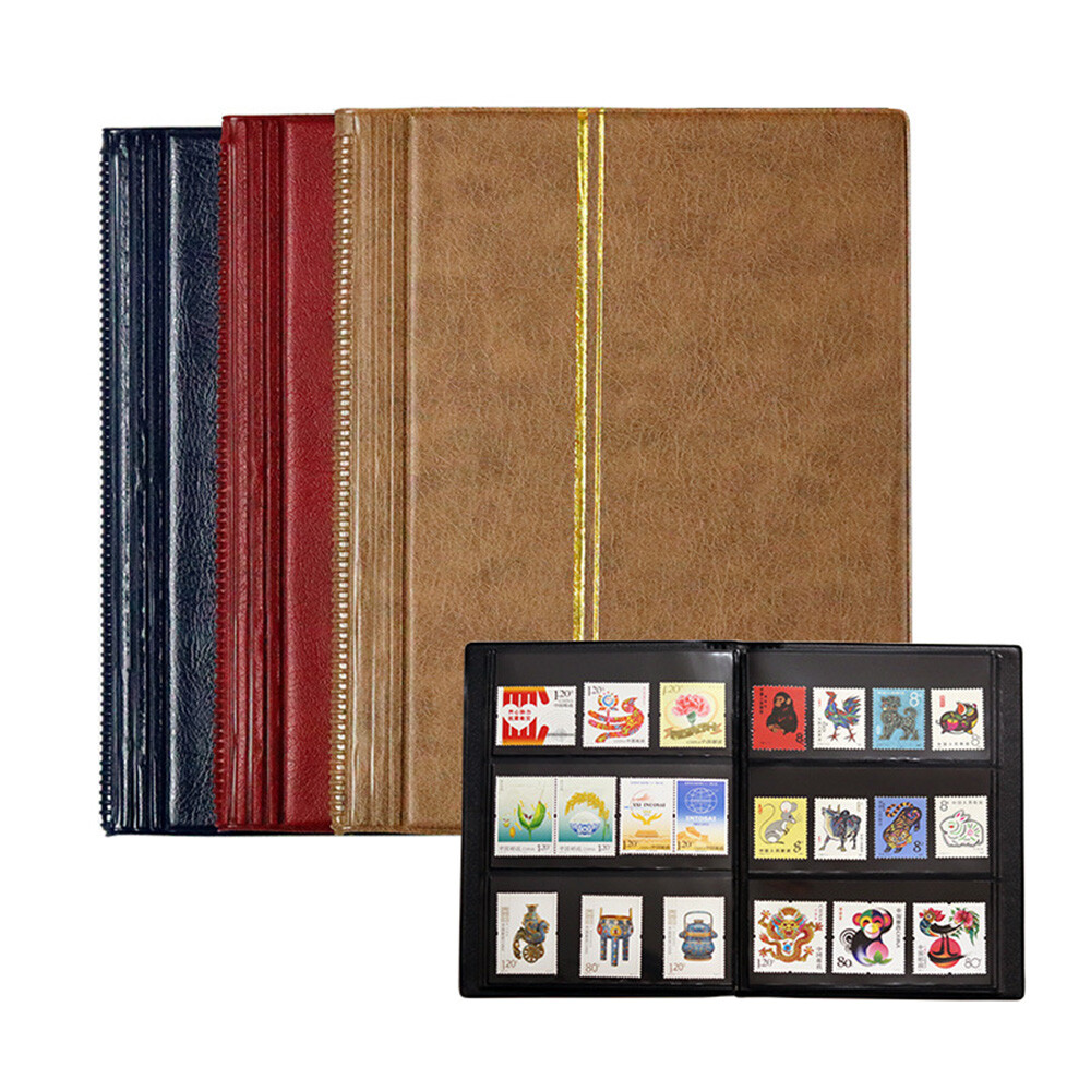 20 Sheets Stamp Collection Album Stamps Storage Book Holder Red Brown