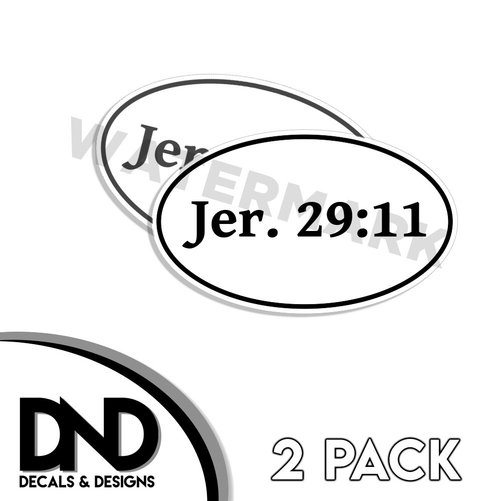 Jer. 29:11 Oval Sticker Christian scripture bible verse decals - 2 Pack 5" Wide