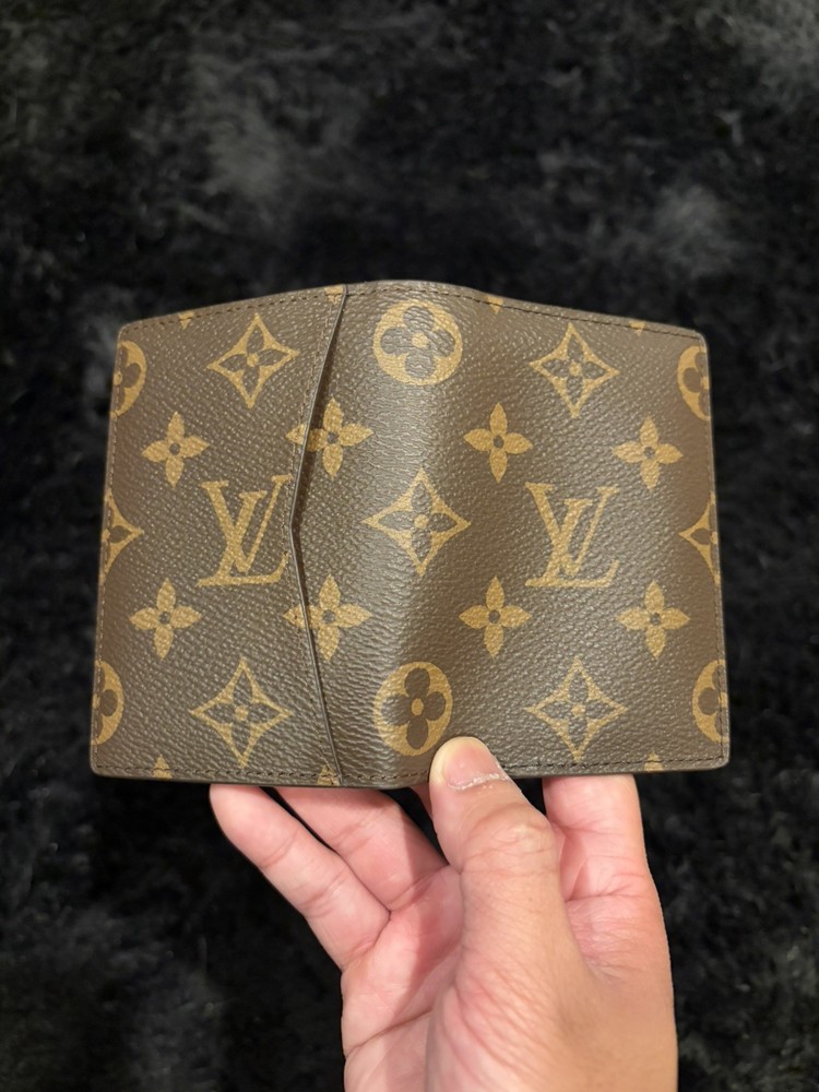 LV Louis Vuitton Pocket Organizer Monogram Eclipse Brown
