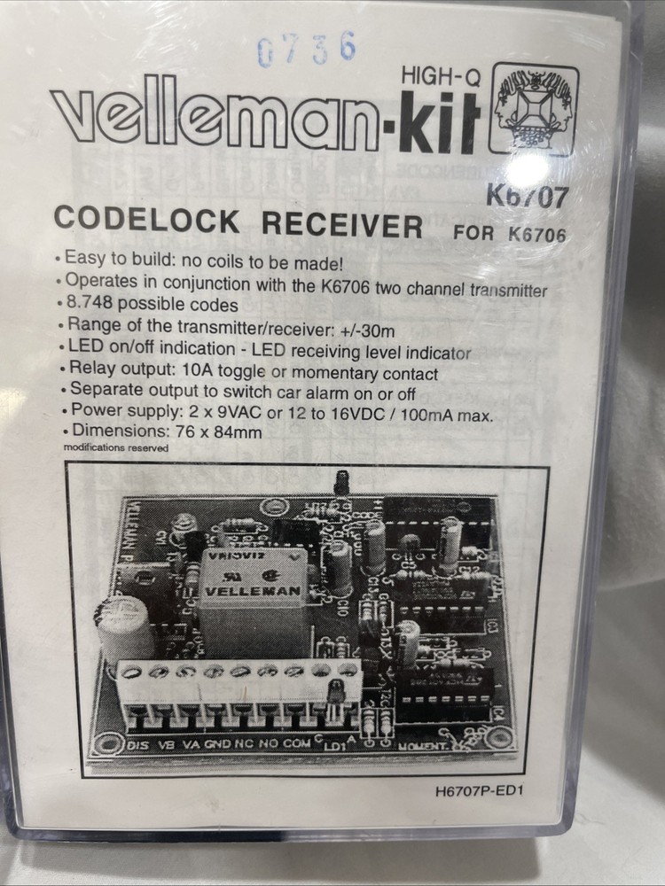Velleman Kit Codelock K6707 K6706a