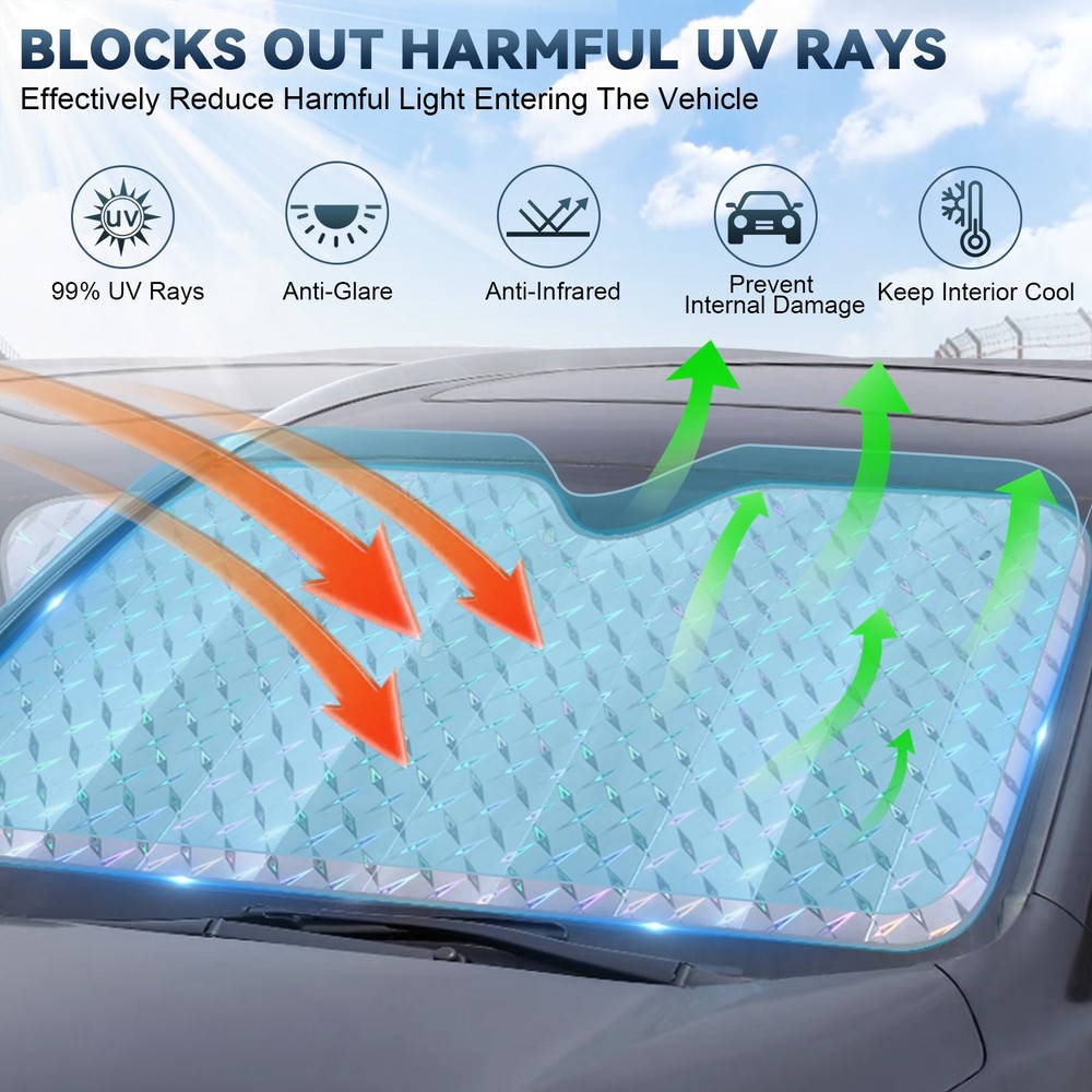 2 Sets Car Windshield Front Window Sun Shade Shield Cover Visor Block Universal