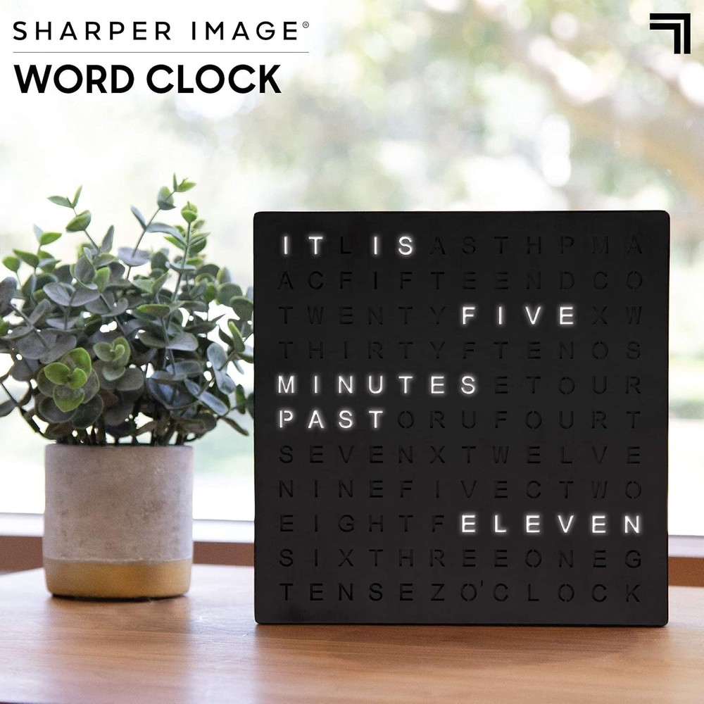 LED illuminated letter clock, 7.75 inches, modern design, electronic decoration