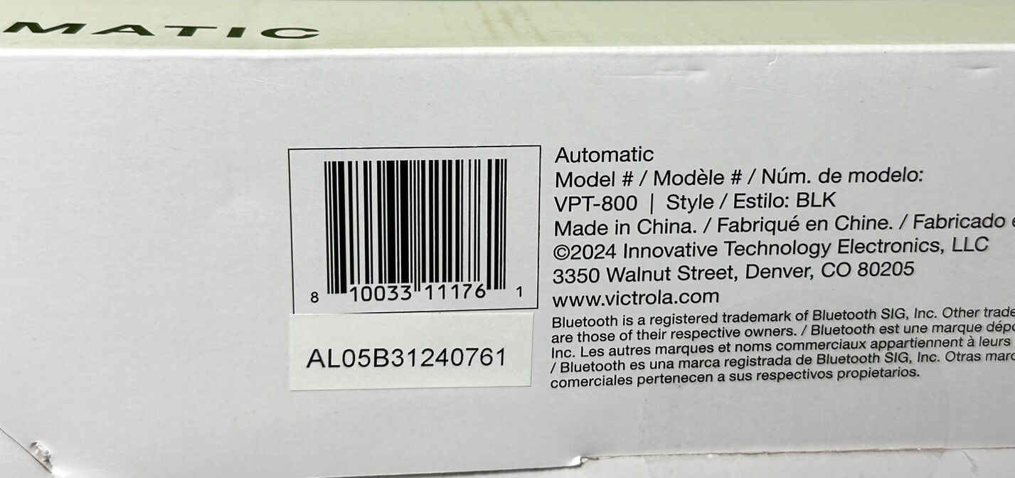 NIB Victrola Automatic BT Bluetooth Newest 2024 Model VPT-800 Record Player