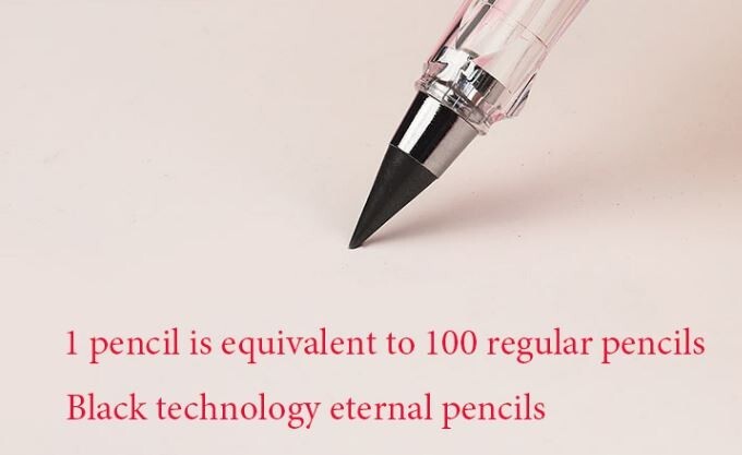 6pc Gradient Eternal Pen inkless Endless Pencil Black Technology Eraser Inside