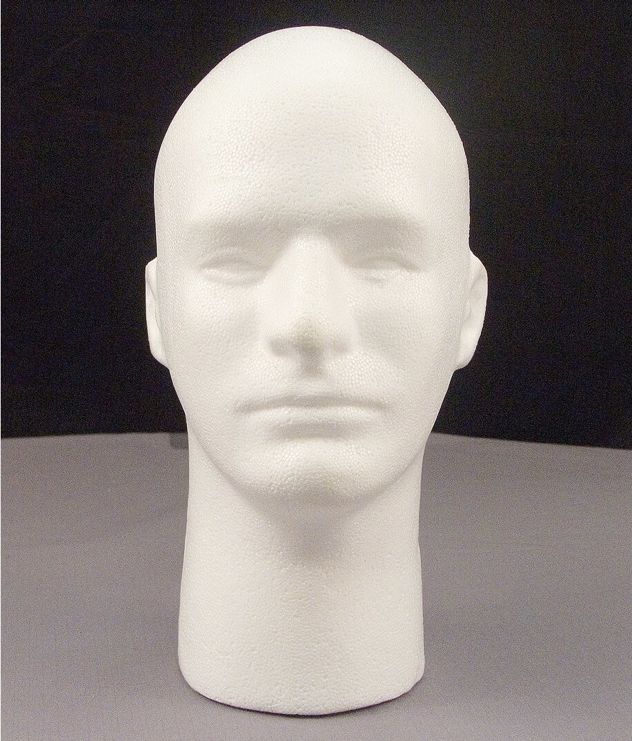 Male White Styrofoam Head Foam Mannequin Face Bust Form Display Stand 11 Inch
