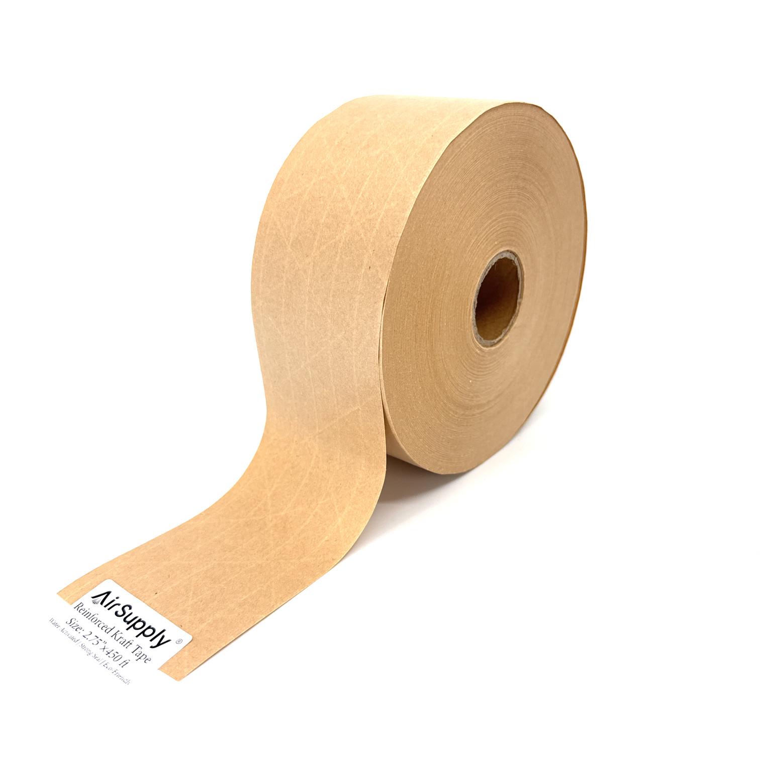 Reinforced Water Activated Kraft Carton Sealing Gummed Tape 2.75" x 450 ft Tan