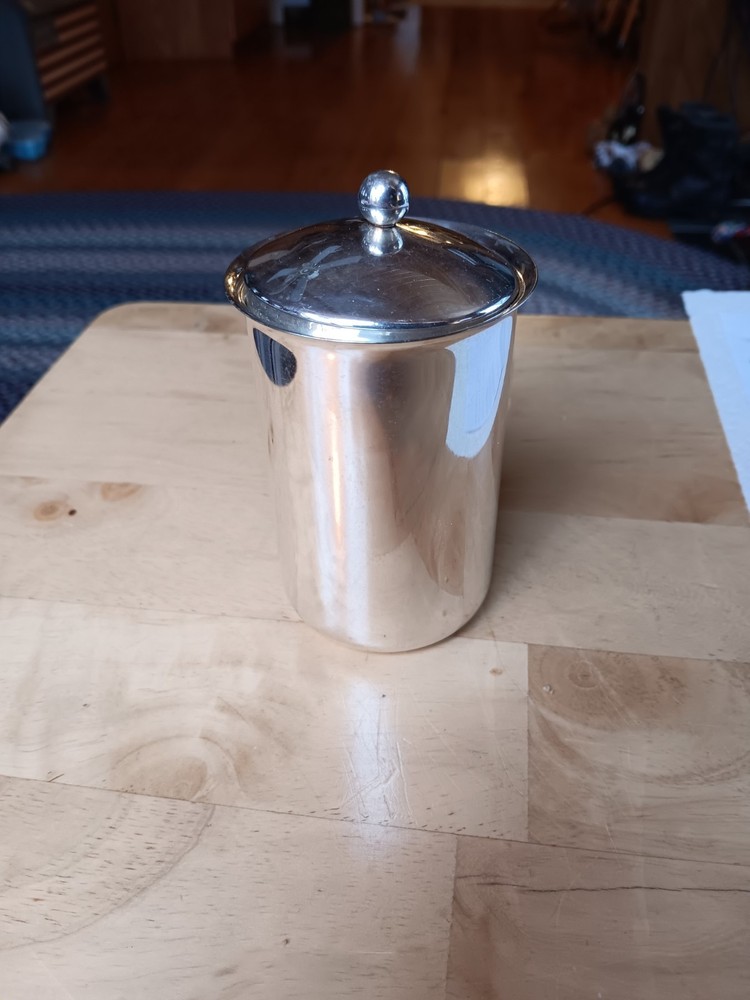 4 INCH SILVERPLATE CONTAINER WITH LID. 1197