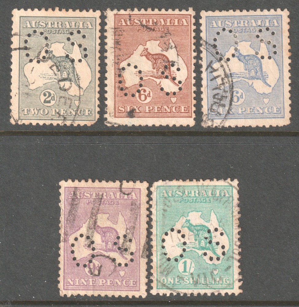 AUSTRALIA 1913 - 45 ROO & MAP PERFORATED OS