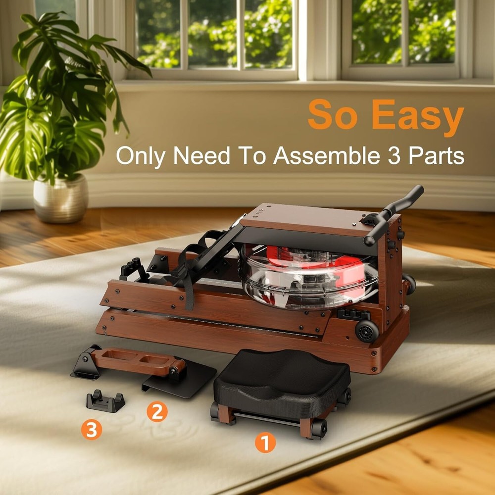 Rowing Machine - Solid Wood Rowing Machines for Home, Water Rowing Machine Folda