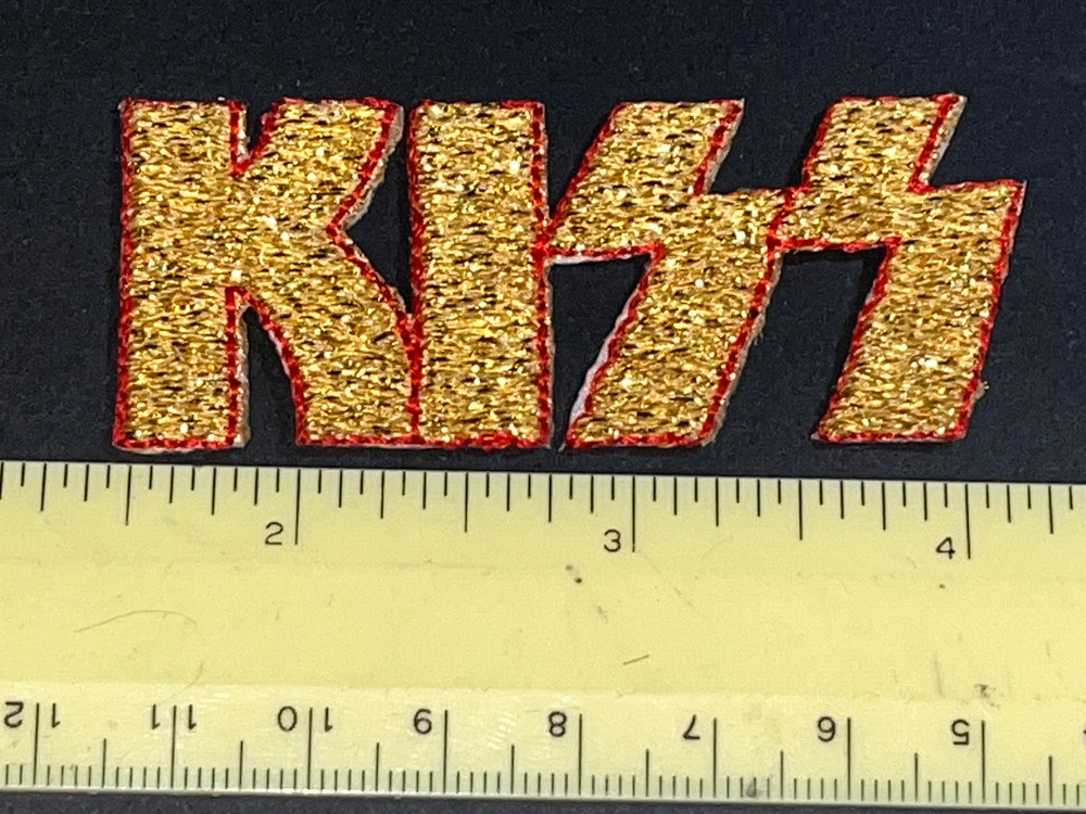Vintage Kiss Patch. Glittery Gold With Red Outline. Rare
