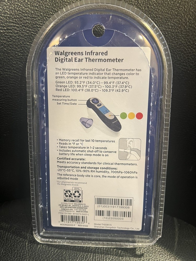 Infrared Digital Ear Thermometer, With LED Temperature Indicator New