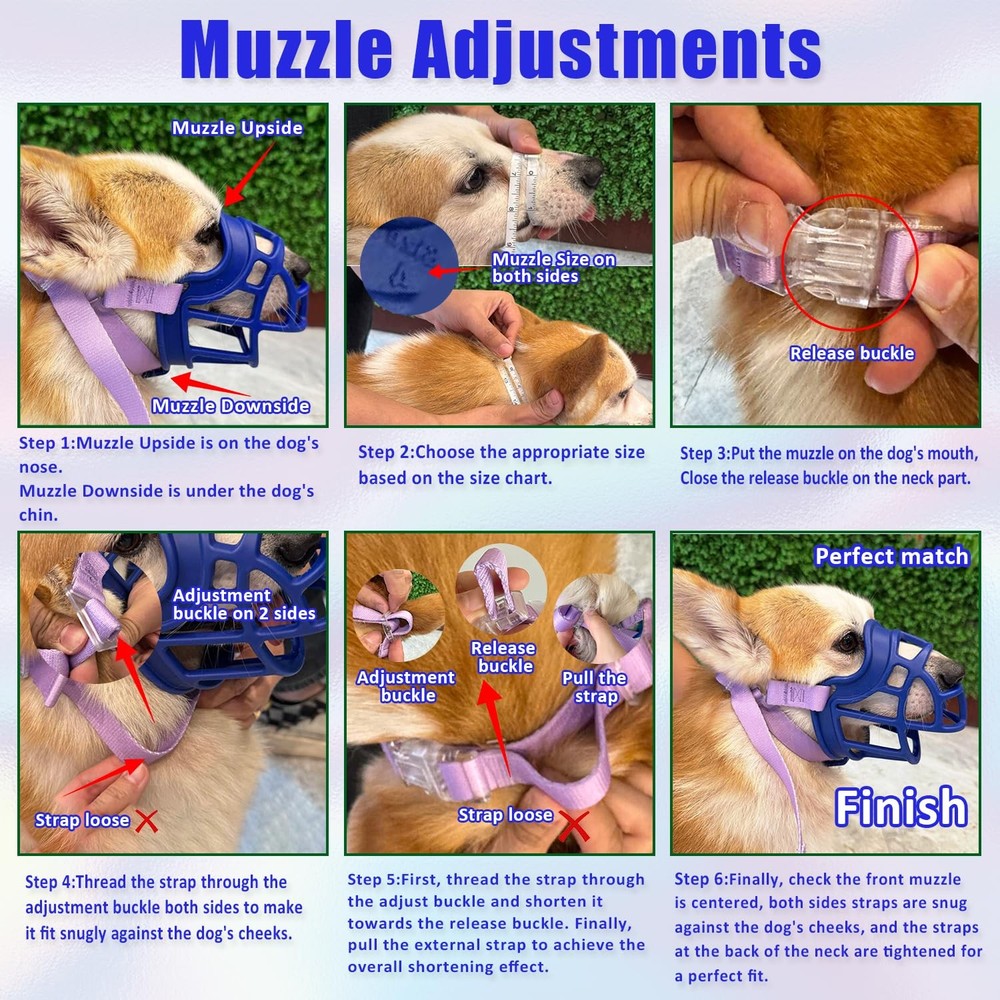 Basket Muzzle Allows Panting Drinking - Anti Biting Chewing, Sturdy Lightweig...