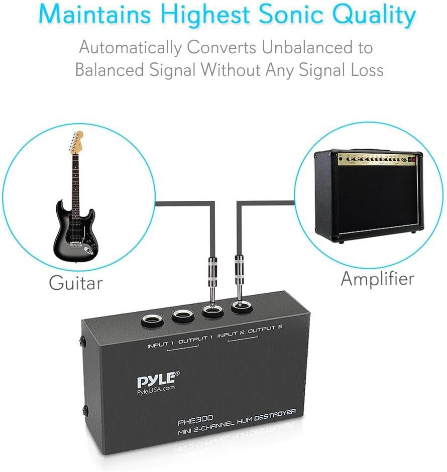 -PRO Compact Mini Hum Eliminator Box-2 Channel Passive Ground Loop Isolator, Noi