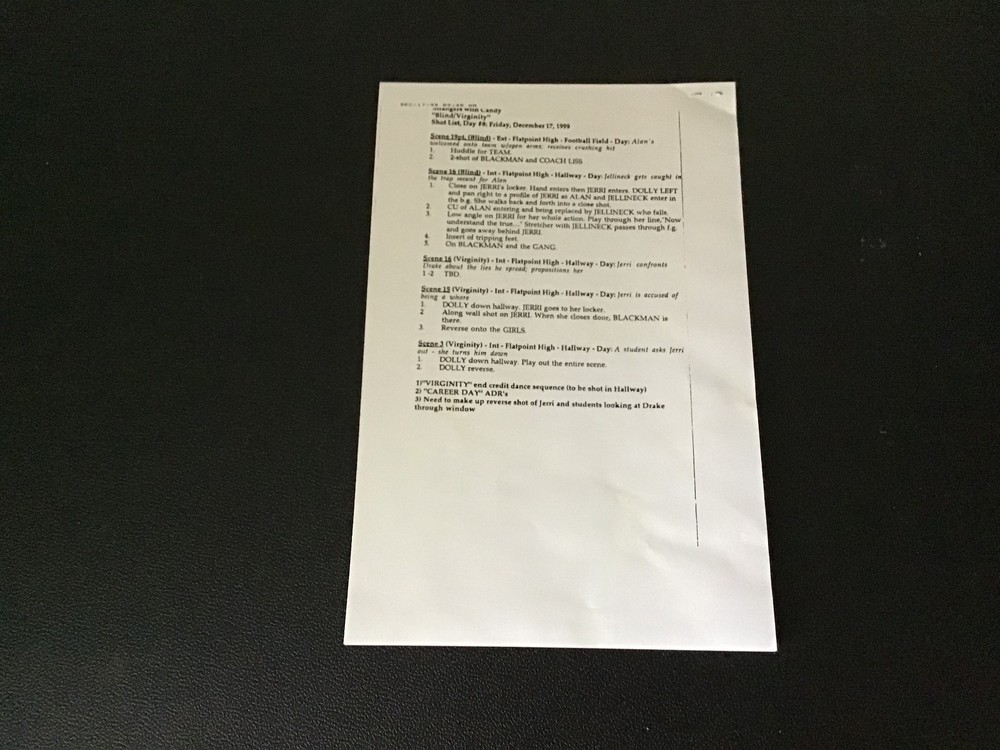 Strangers With Candy Ep. "Blind"- Revised Shooting Draft Script and Call Sheet