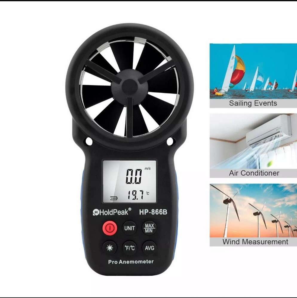 New HoldPeak 866B Digital Anemometer Handheld Wind Speed Temperature Wind Chill