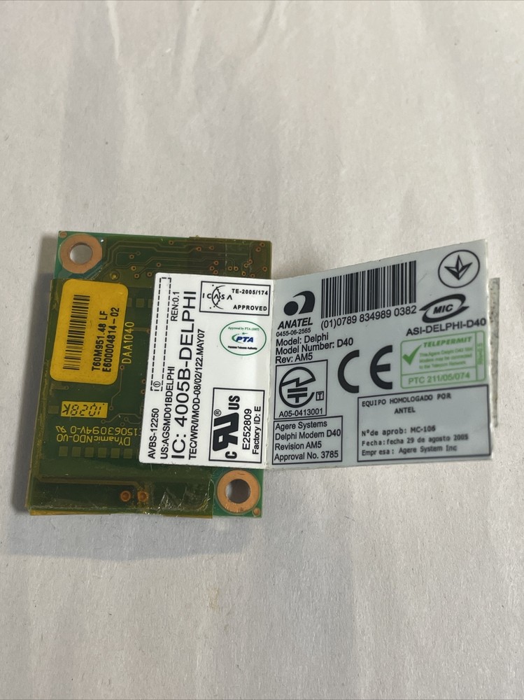 Anatel Delphi D40 56k Laptop Modem Board @CPU87