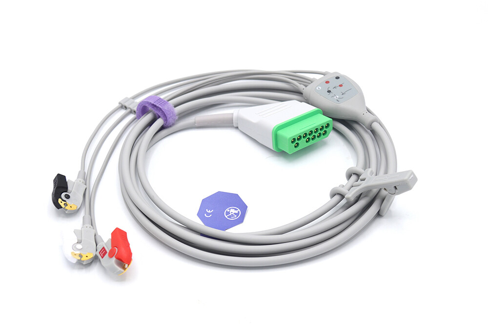 Nihon Kohden ECG Cable 3 Leads Grabber Compatible - Same Day Shipping