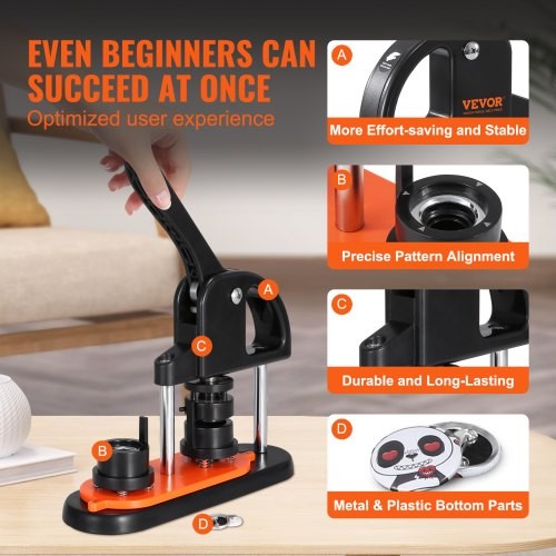 Button Maker Machine 098 inch25mm Pin Maker with 500pcs Button Parts