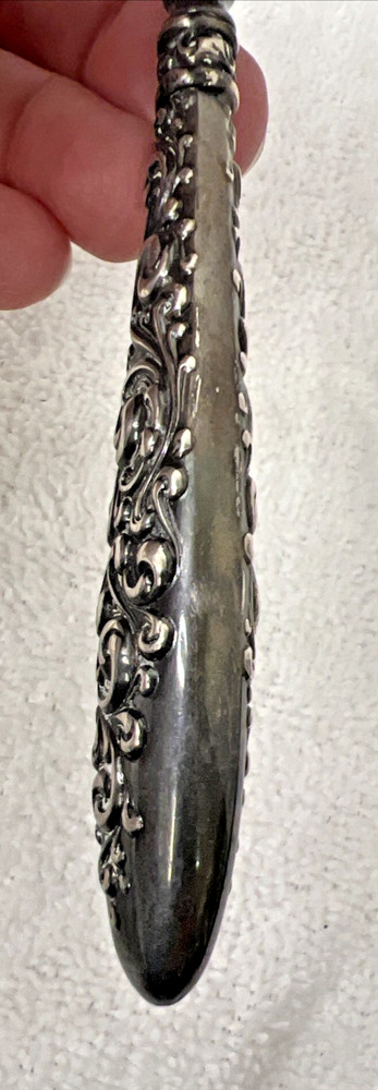 Antique Sterling Silver Button Hook Feathery Scroll Design 8 3/4 Inch