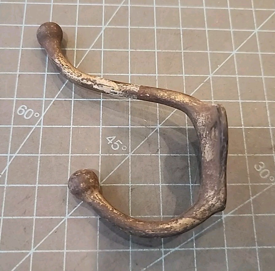 Antique Cast Iron Double Ball Tip Coat Hat Hook - gwW