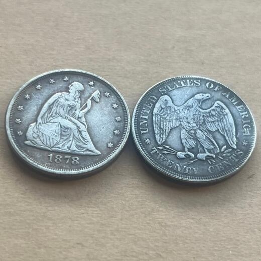 Lot of 4 1875-1878 Twenty-Cent Piece Silver Coin Seated Liberty