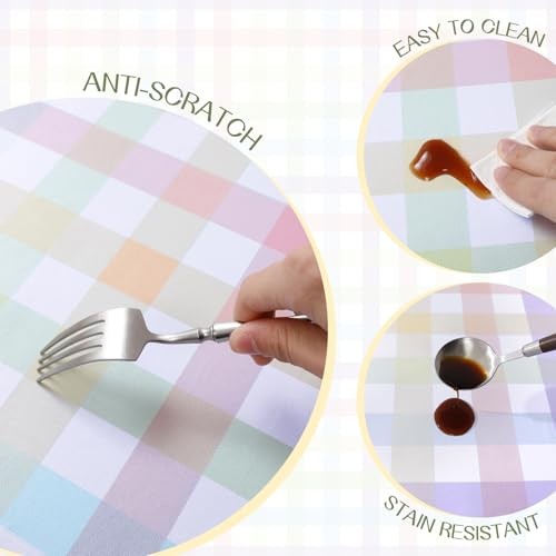 Easter Square Vinyl Tablecloth, Spring 100% 54" x 54" (Square) Rainbow