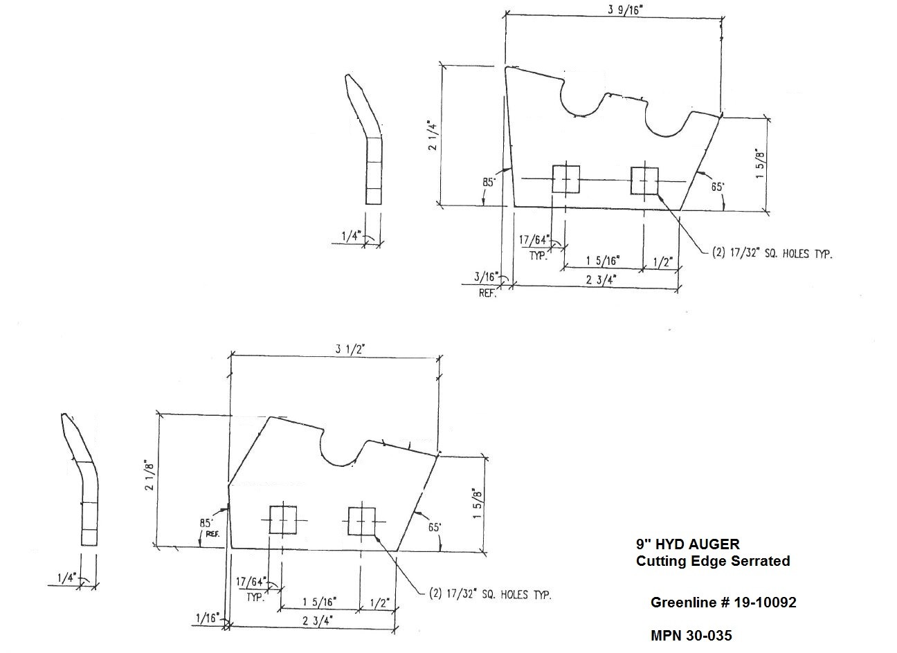9" Greenline Post Hole Digger Auger Cutting Edge Kit 19-10091
