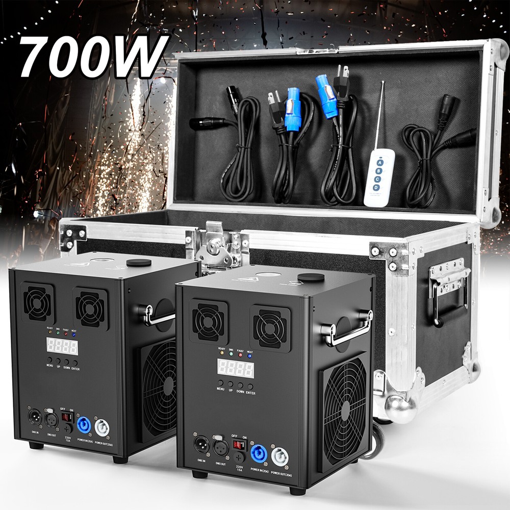 2PCS 700W Cold Spark Firework Machine Stage Effect Wedding DJ Party DMX w/Case