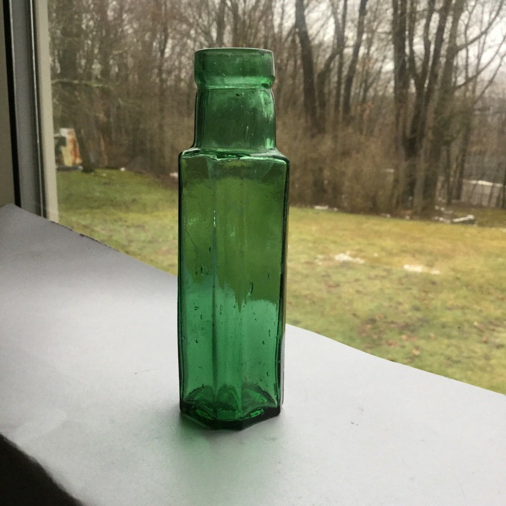 Small Green Antique Condiment Bottle