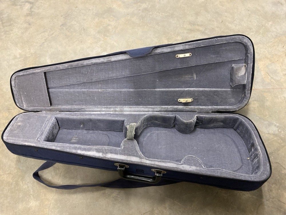 Durable Cloth Fluff Triangle Shape Case Gray/Beige Lining for Violin Blue