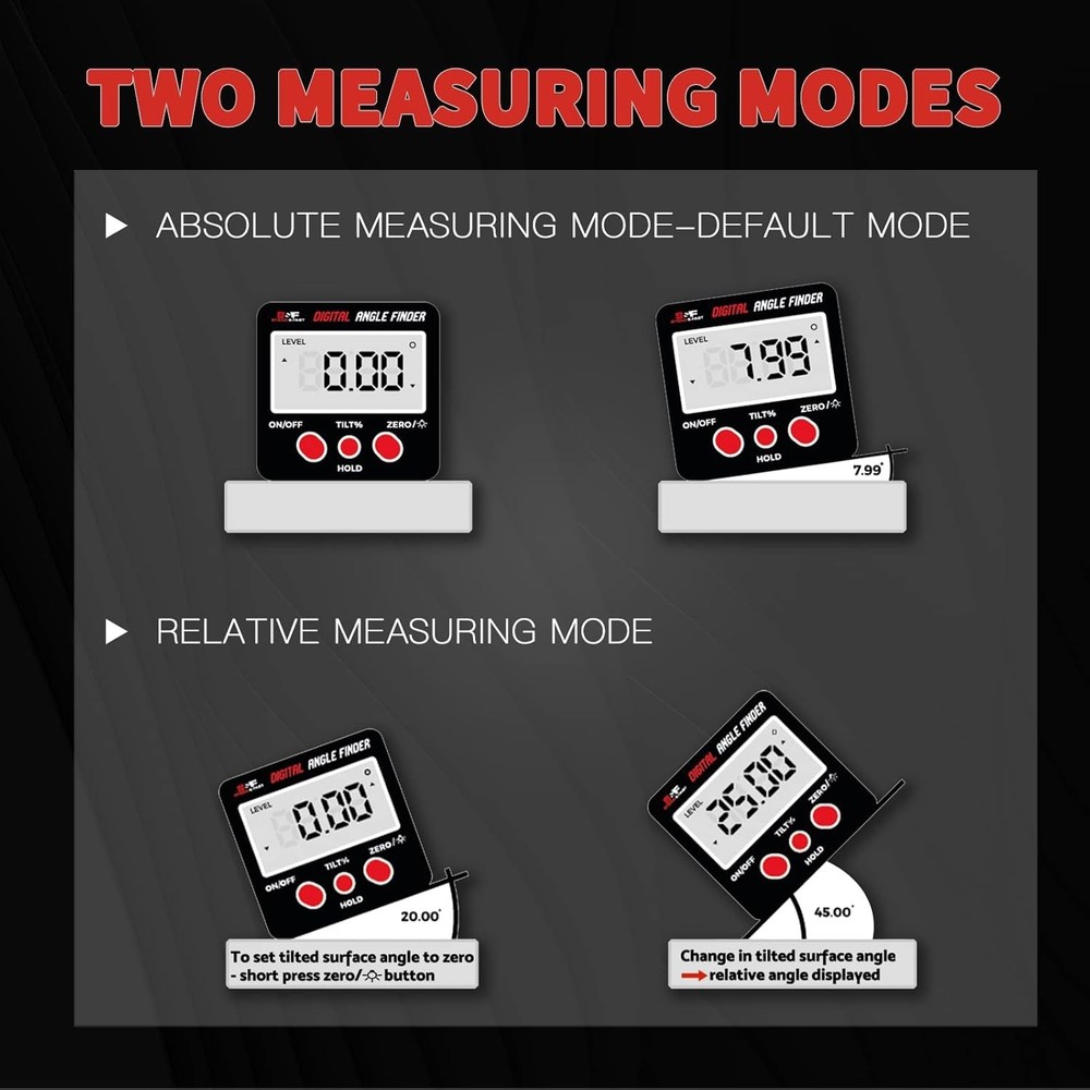 Magnetic Digital Angle Finder - Backlight Display