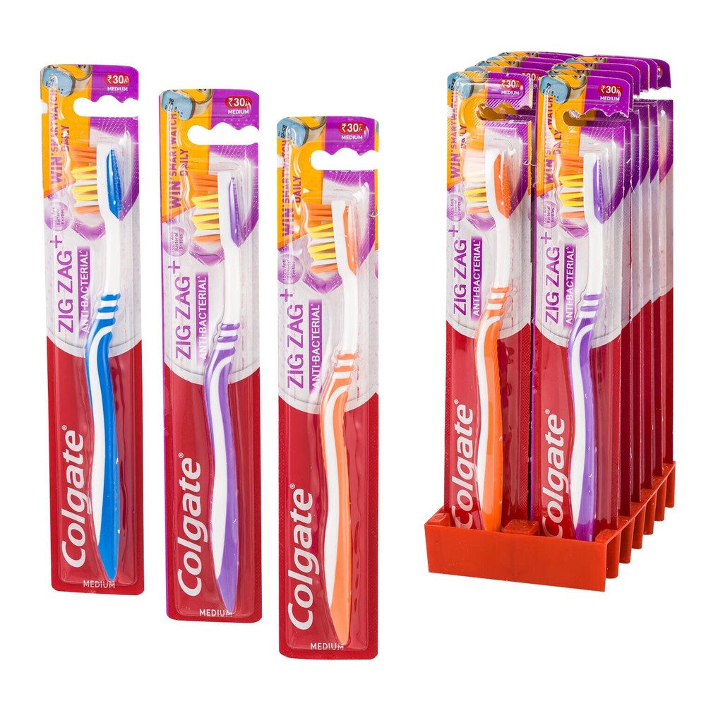 Colgate Toothbrush, Zig Zag +, Anti-Bacterial - 12 Pack
