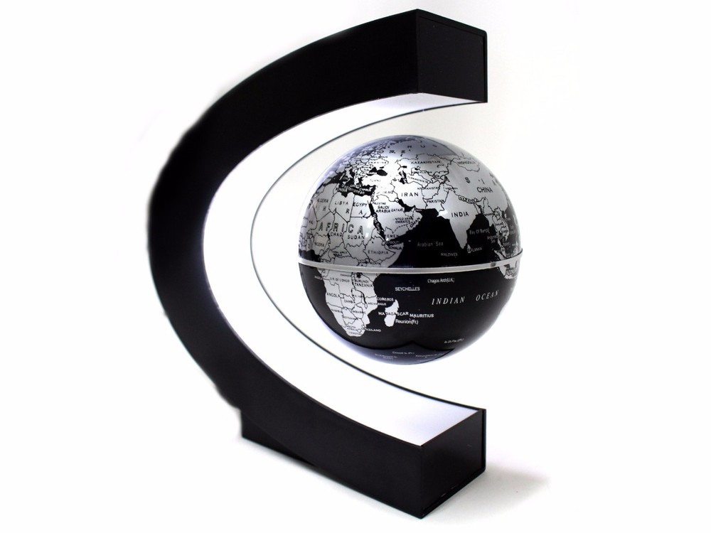 C Shape Magnetic Levitation Floating Globe With Light Desktop Display New