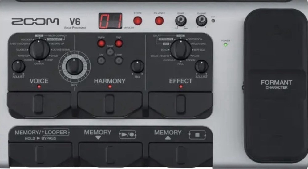 Zoom V6 Vocal Processor Tabletop Looper Harmony Distortion Delay Chorus Effects