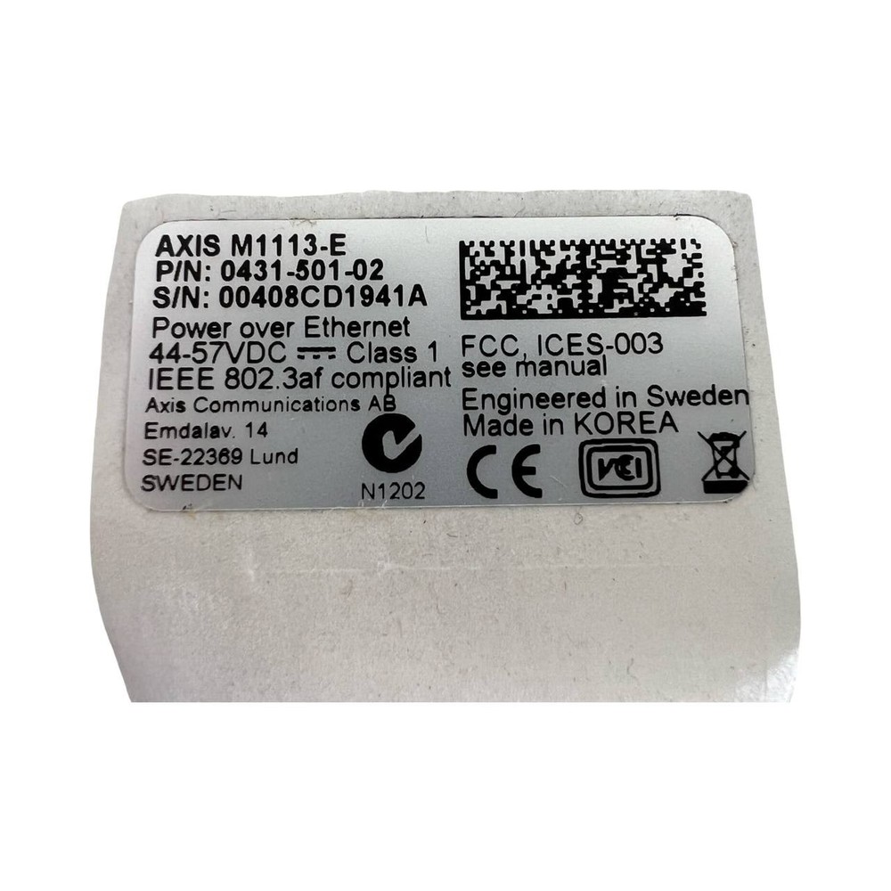 OPEN BOX Axis M1113-E 0431-501-02 Fixed Network Camera w/ Mounting Bracket