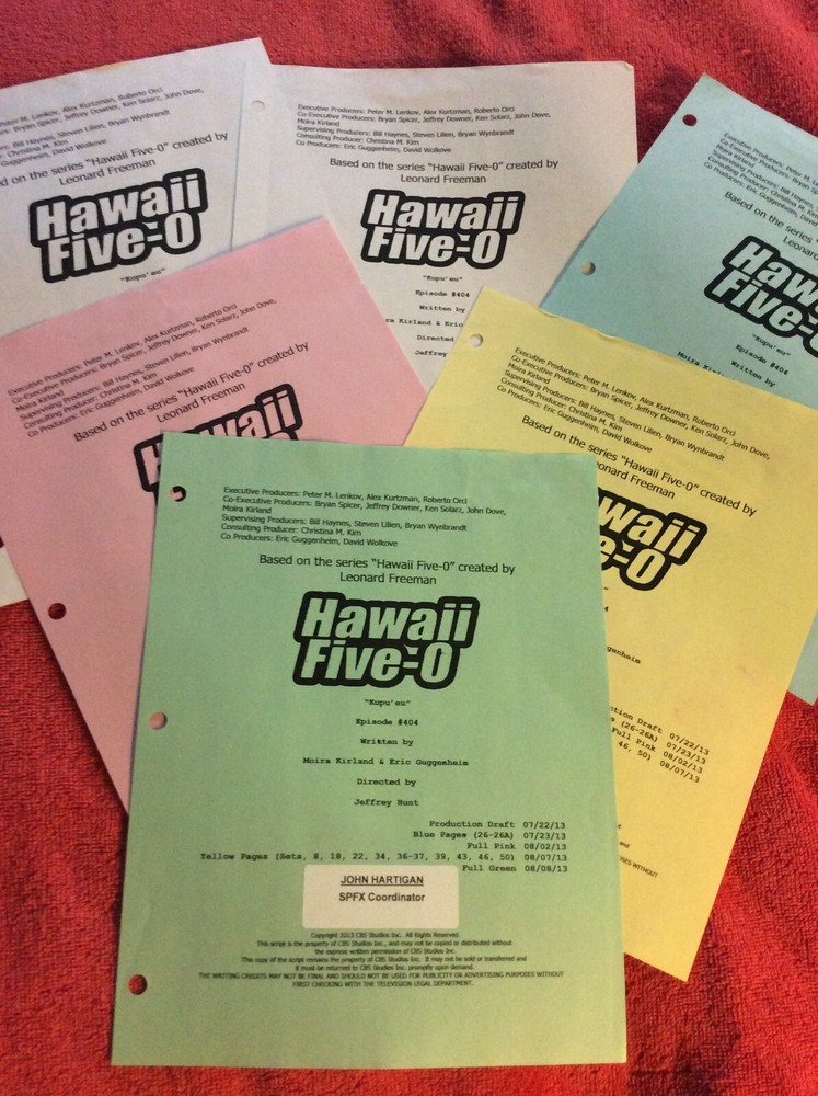 HAWAII FIVE-O ORIGINAL SCRIPT 404 SCHEDULE TECH 2013 KUPU' EU DANIEL DAE KIM