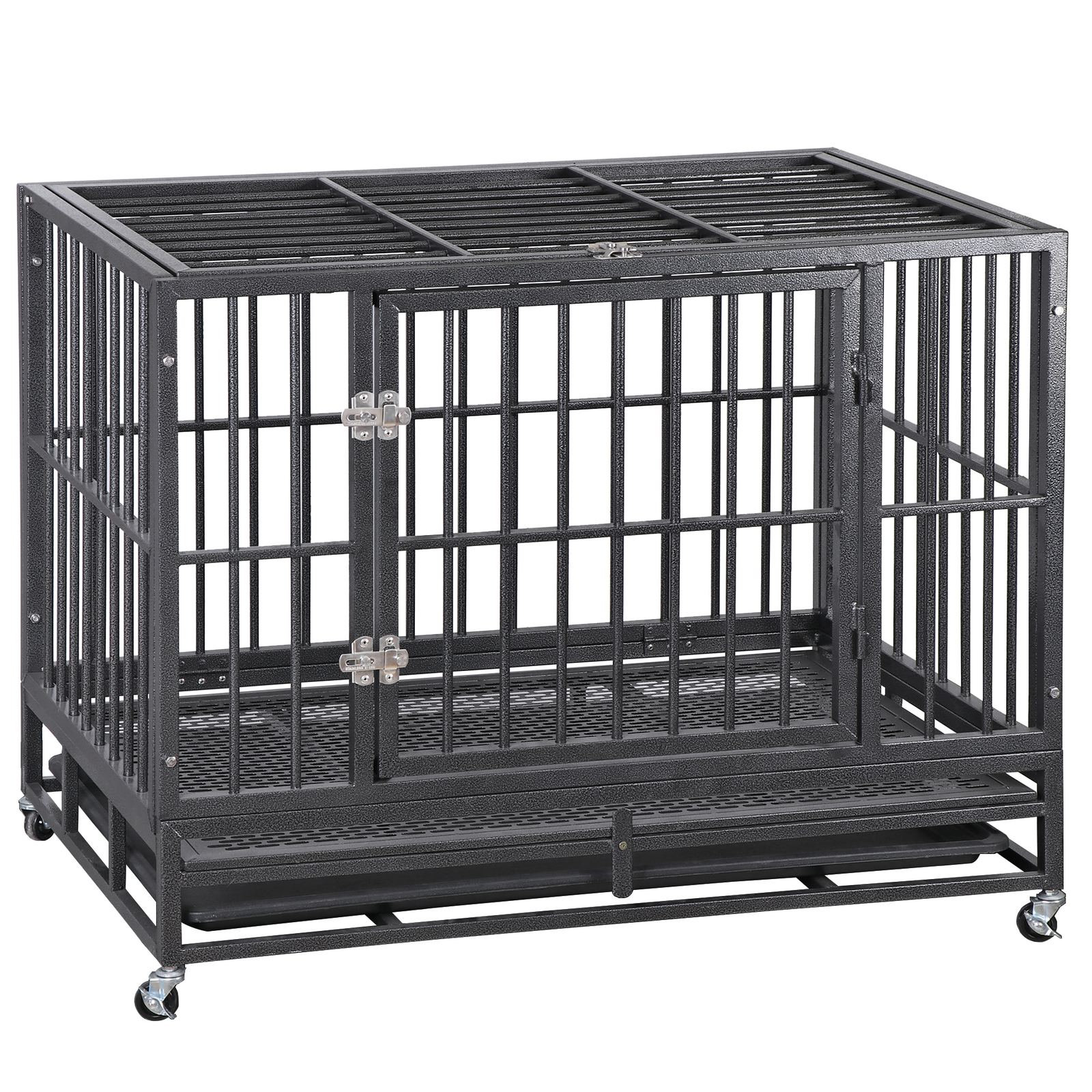 Heavy Duty Extra Large Dog Crate with Wheels - Indestructible 38Inch Chew Proof