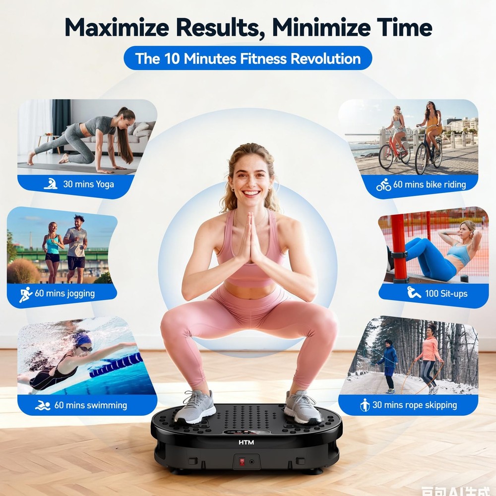 Vibration Plate Exercise Machine with 120 Speed Levels, 9 Program Modes and R...