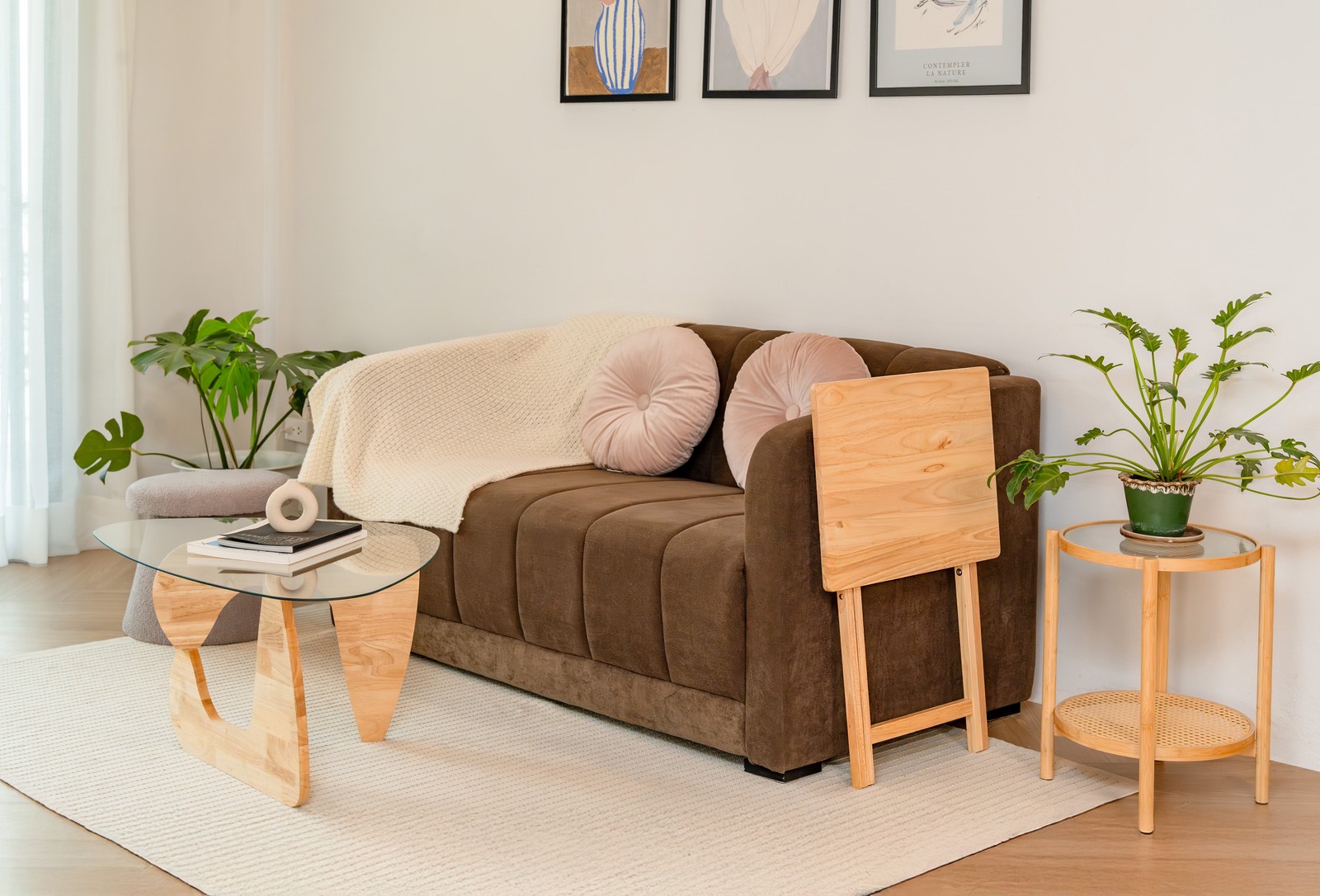 Folding TV Tray Table, Rubberwood, Natural, 19" X 14.5" X 26", Indoor, 1 Piece