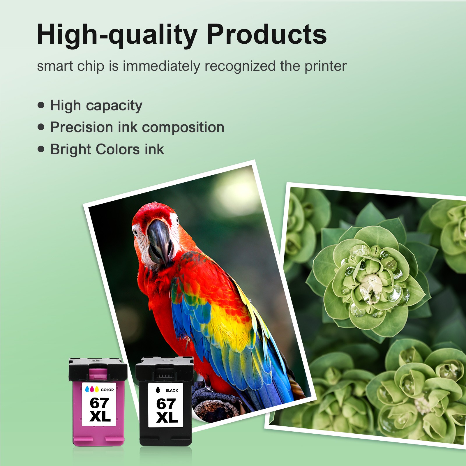 67XL Ink Cartridge Combo for HP Ink 67 Deskjet 2852e 2855e 4152 4155 2700 2700e