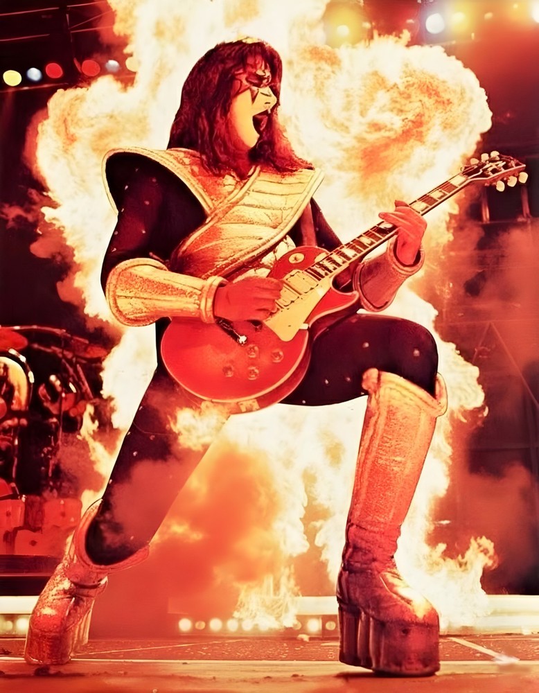 11x15 Kiss Ace Frehley Poster Explosive Solo Flaming Guitar