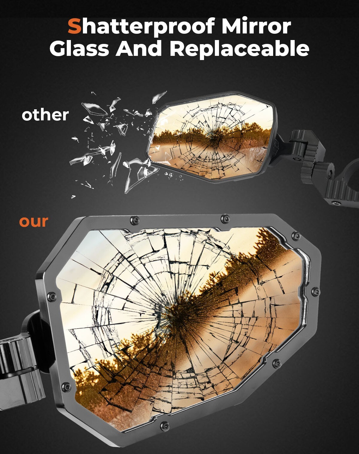 UTV Rear View Side Mirrors Aluminum for 2024-2025 Can Am Maverick R/R Max X RS