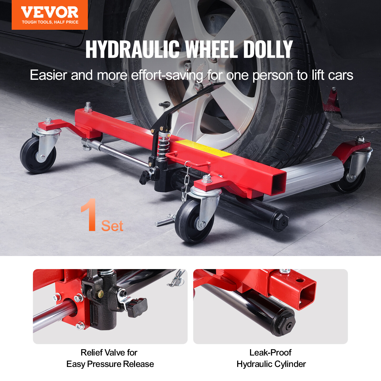 VEVOR Hydraulic Wheel Dolly Heavy Duty Positioning Tire Jack Car Lifter 1500 Lbs