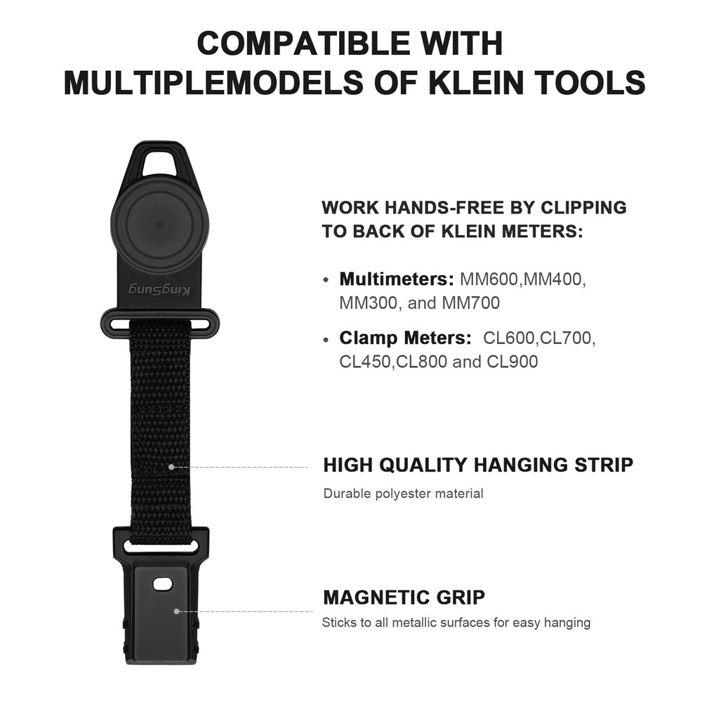2 Pack Magnetic Multimeter Hanger Strap Works Compatible with Klein Black