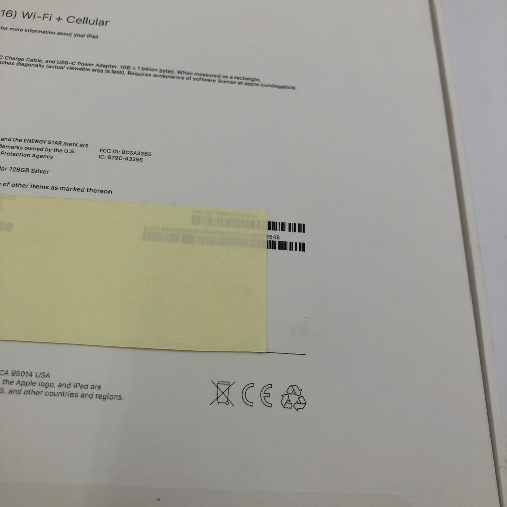 iPad Silver - 128 GB A3355 (A16) Wifi + Cellular 2025 Model - EMPTY BOX ONLY